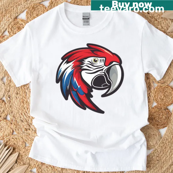 Cartoon parrot graphic on a fun t-shirt