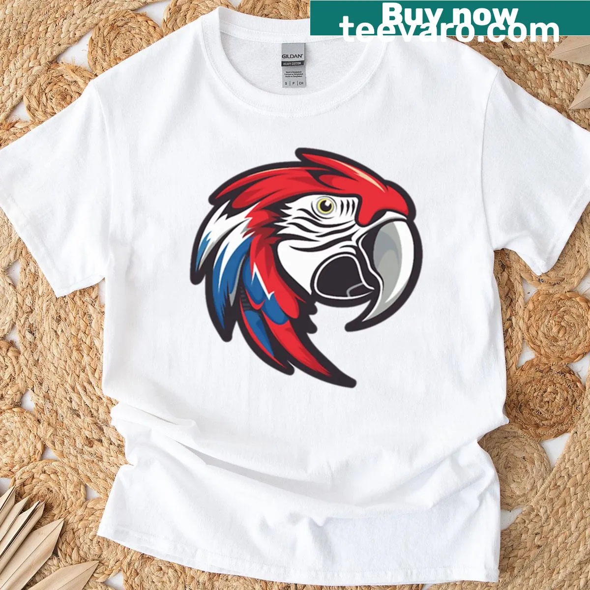 Cartoon parrot graphic on a fun t-shirt — on a men's t-shirt