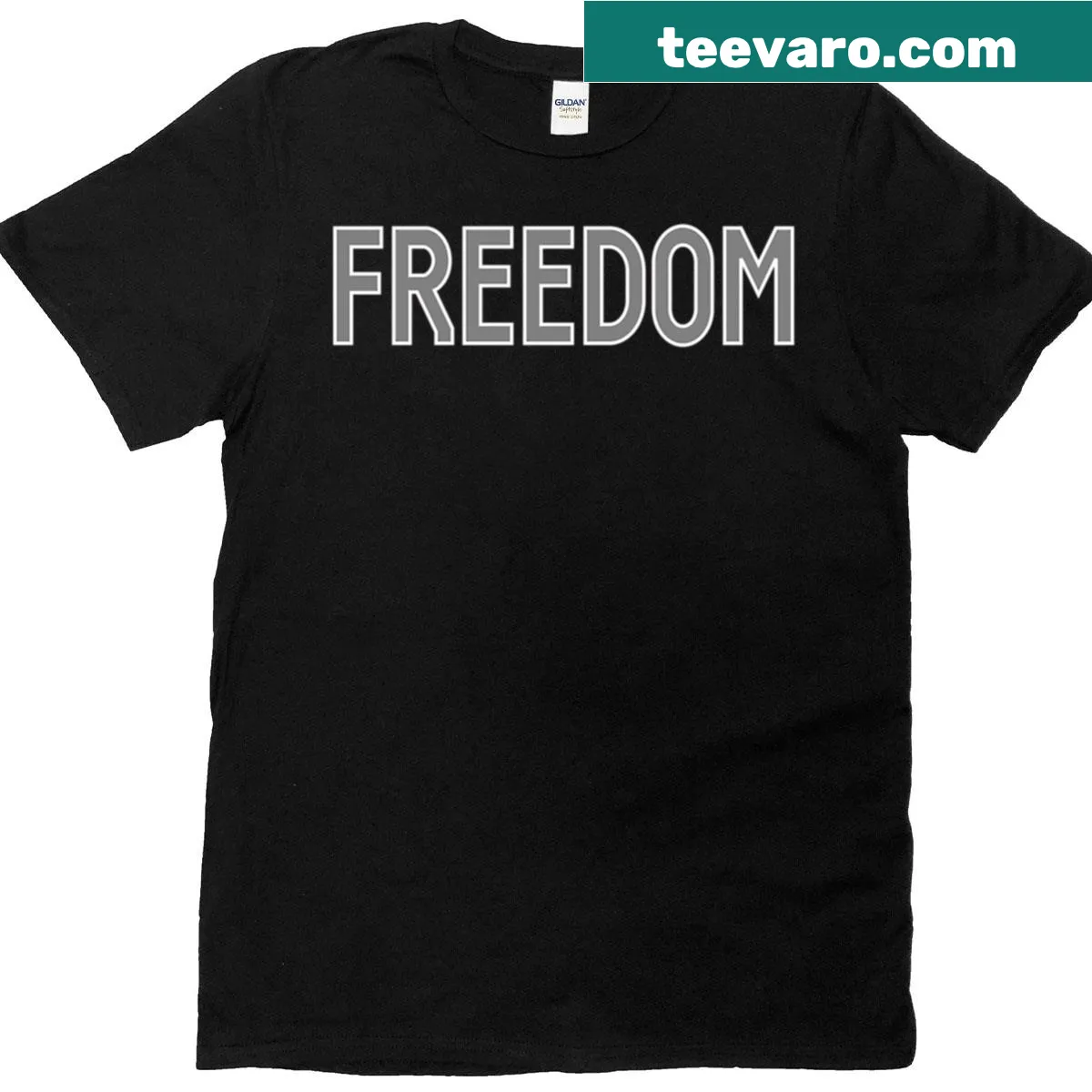 Artistic 'Freedom' text design on T-shirt — on a men's t-shirt