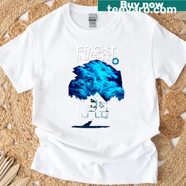 Haunted house poster design on T-shirt, capturing a spooky atmosphere