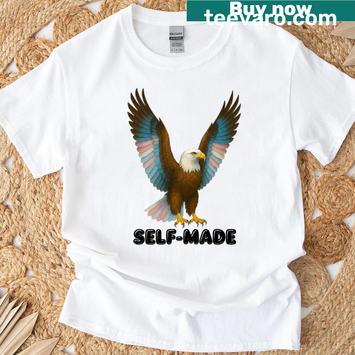 Eagle graphic t-shirt showing a majestic eagle in flight — on a men's t-shirt