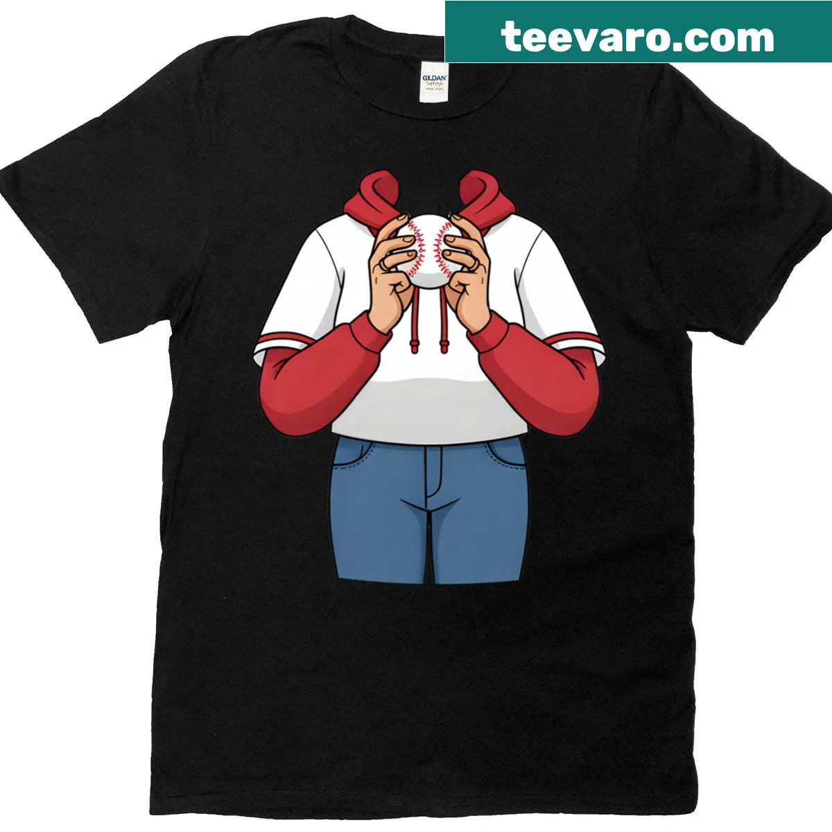 Sarcastic Halloween costume t-shirt with baseball-themed graphic — on a men's t-shirt