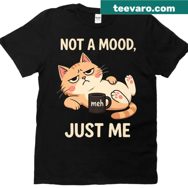 Graphic t-shirt with a lazy kitty and playful saying