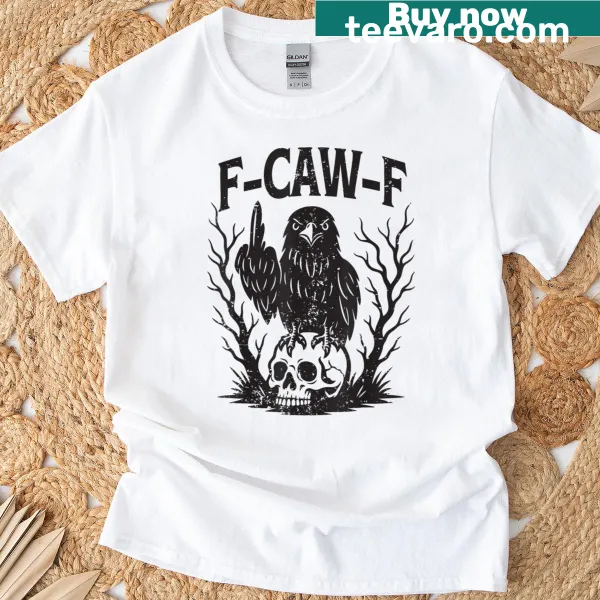 Gothic raven skull graphic with pun text for Halloween