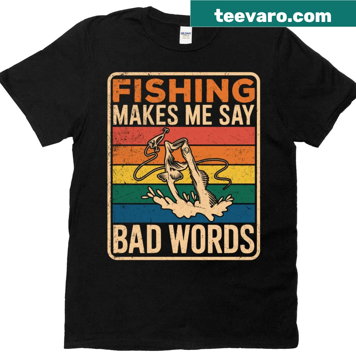 Funny vintage fishing shirt with humorous quote — on a men's t-shirt