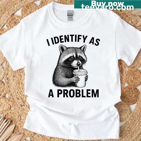 Funny t-shirt with raccoon humor and playful text