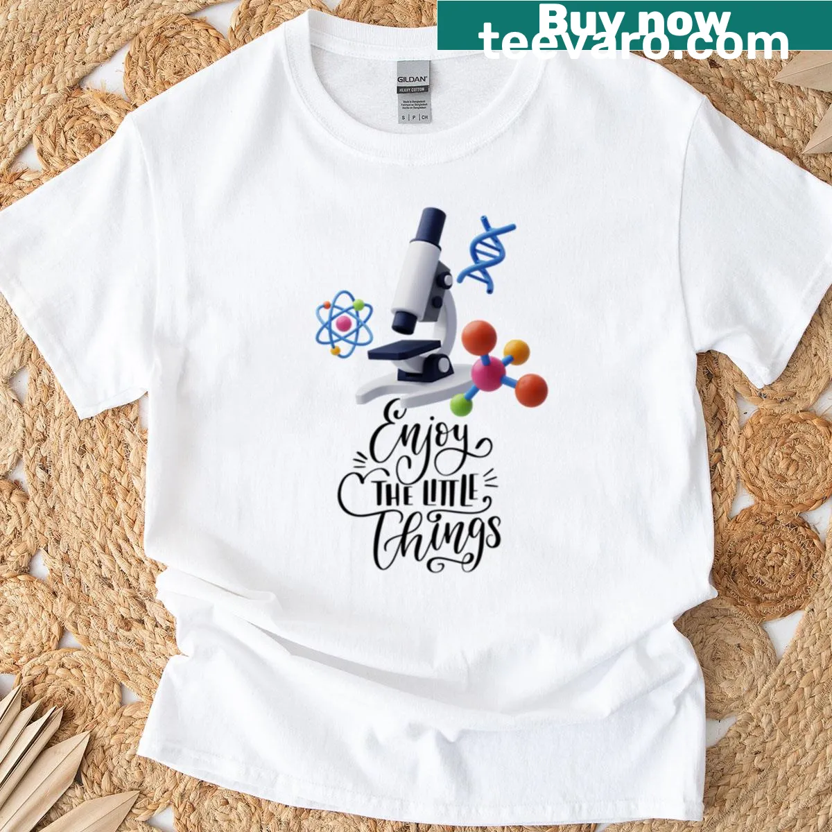 Funny t-shirt featuring a microscope graphic and witty science text — on a men's t-shirt