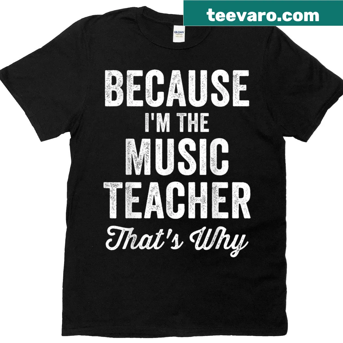 Funny music teacher shirt with playful quote — on a men's t-shirt