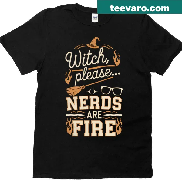 Nerdy witch Halloween saying graphic t-shirt.