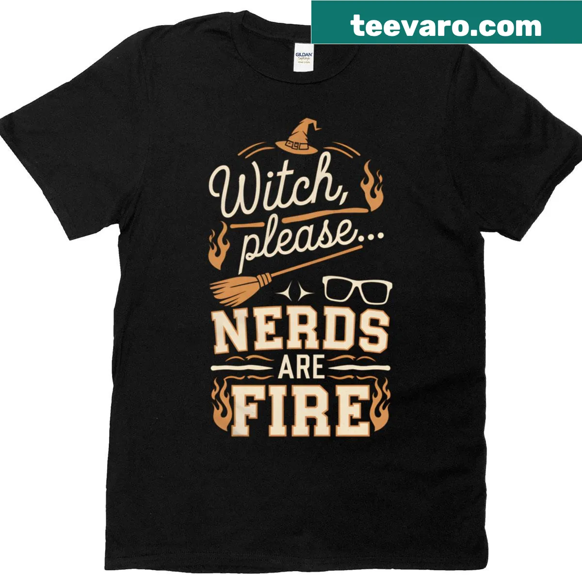 Nerdy witch Halloween saying graphic t-shirt. — on a men's t-shirt