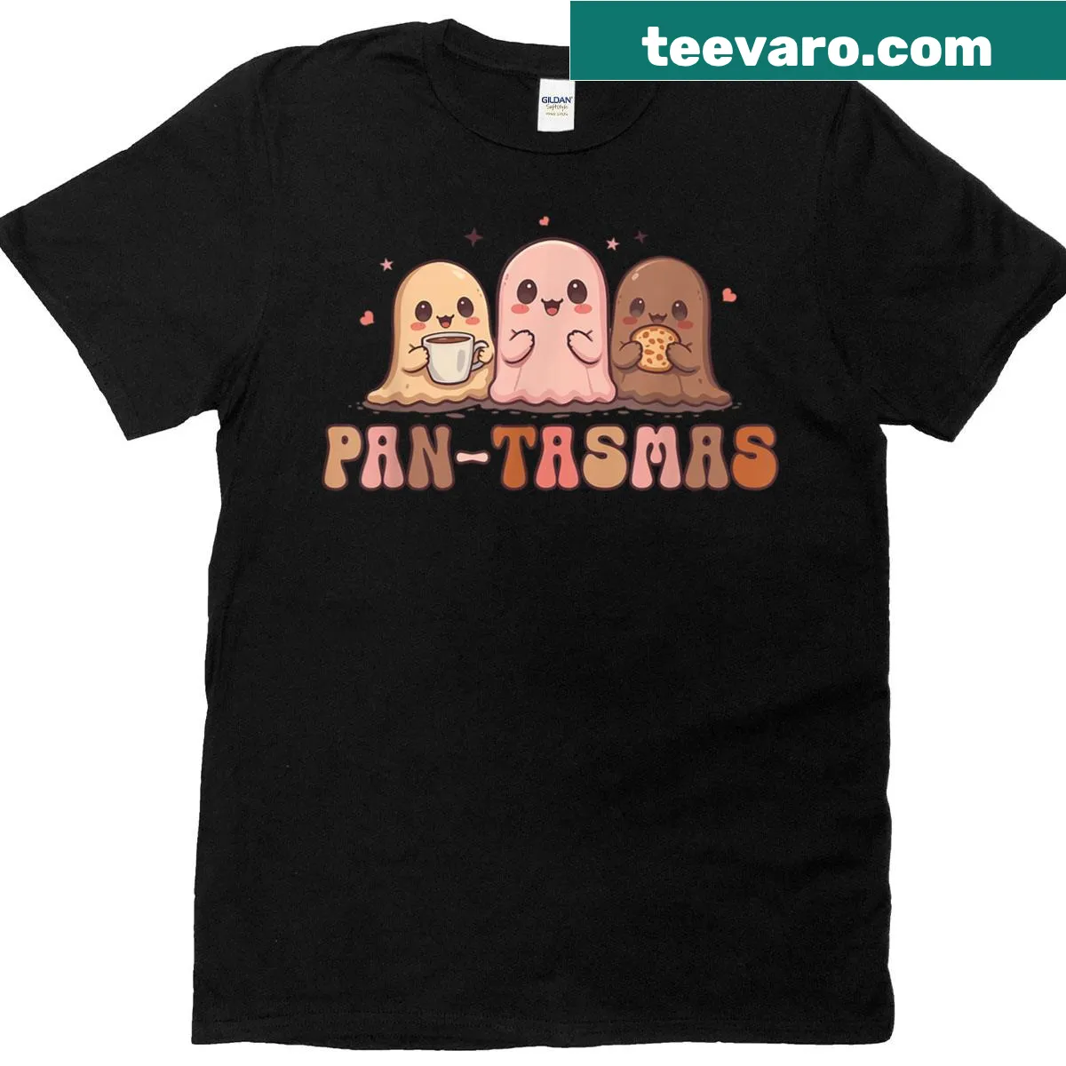 Cute ghost graphic T-shirt for Halloween fun — on a men's t-shirt
