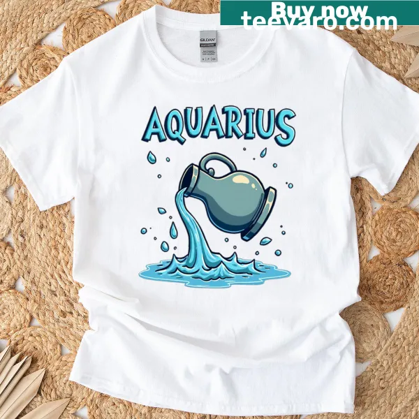 Cartoon Aquarius zodiac graphic t-shirt