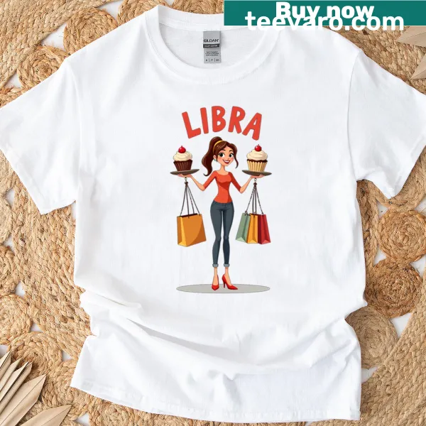 Cartoon Libra zodiac graphic on a t-shirt for kids