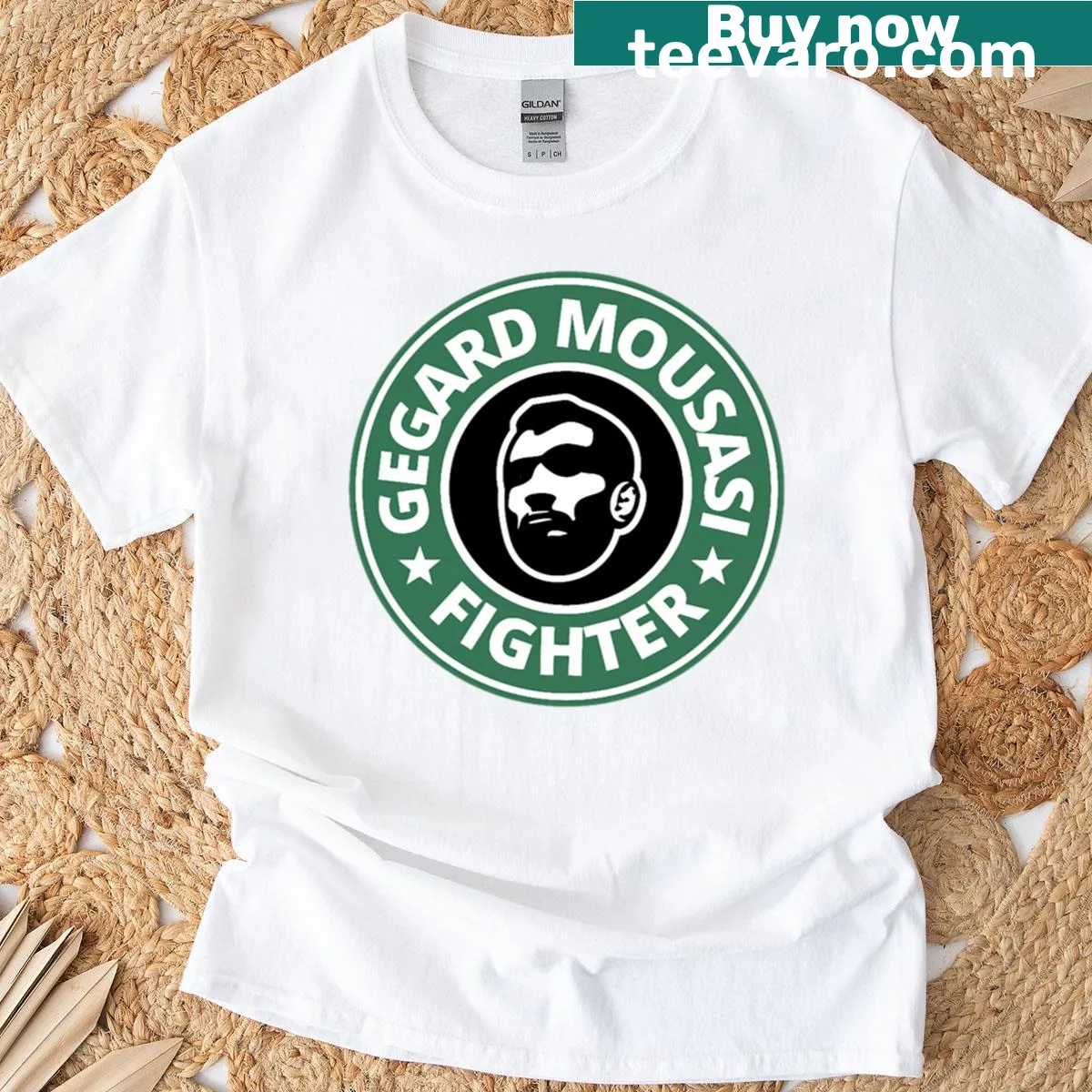 MMA-themed T-shirt featuring Gegard Mousasi's logo — on a men's t-shirt