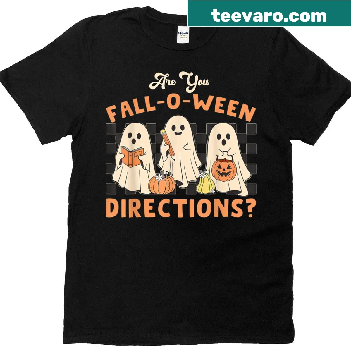 Funny Halloween t-shirt for teachers with ghost graphic and text — on a men's t-shirt