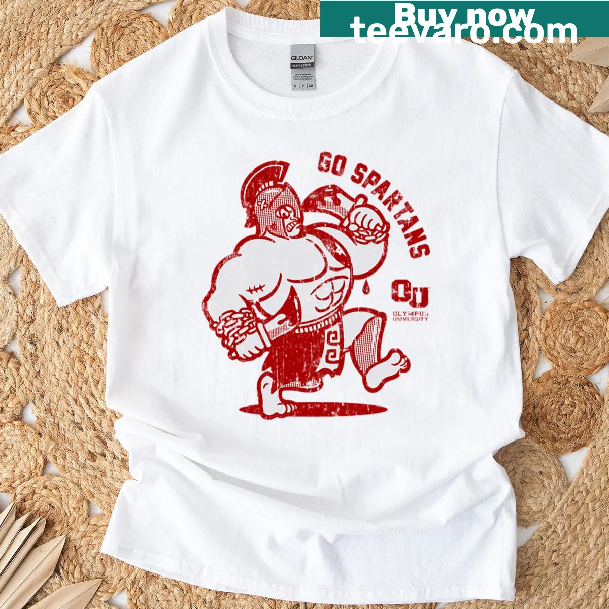 Go Spartans T-shirt with bold typography. — on a men's t-shirt