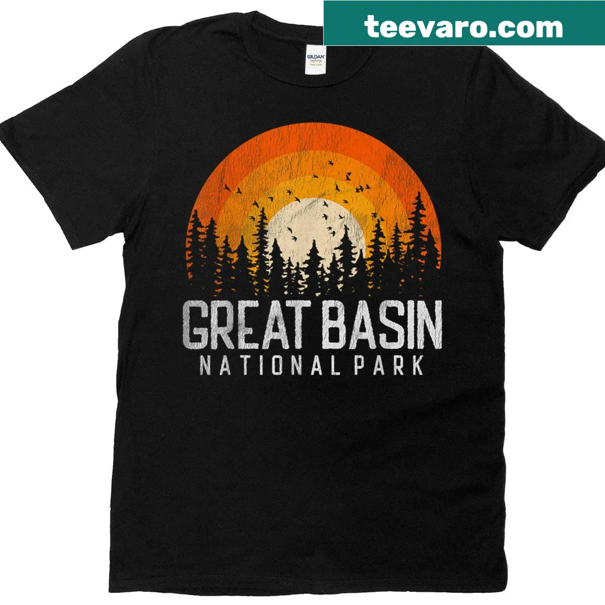 Vintage Great Basin National Park shirt with retro outdoor imagery — on a men's t-shirt