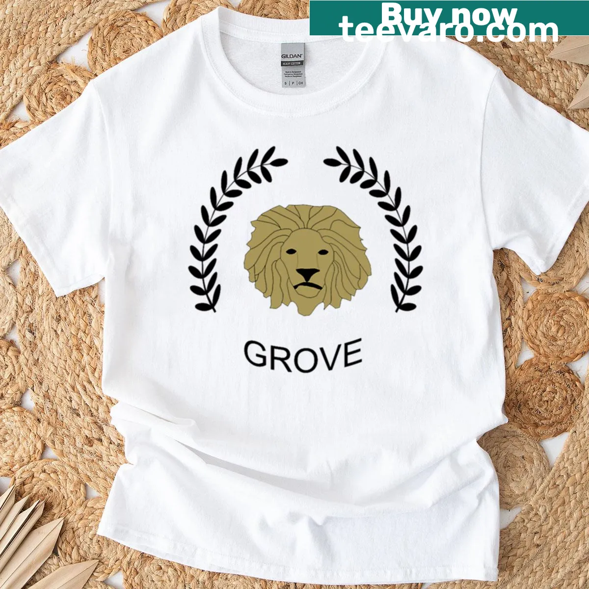 Sports logo graphic for Grove High School on a t-shirt — on a men's t-shirt