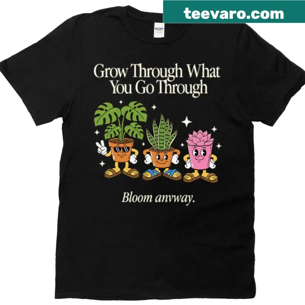 Cute retro plant pots t-shirt with a nurturing growth message