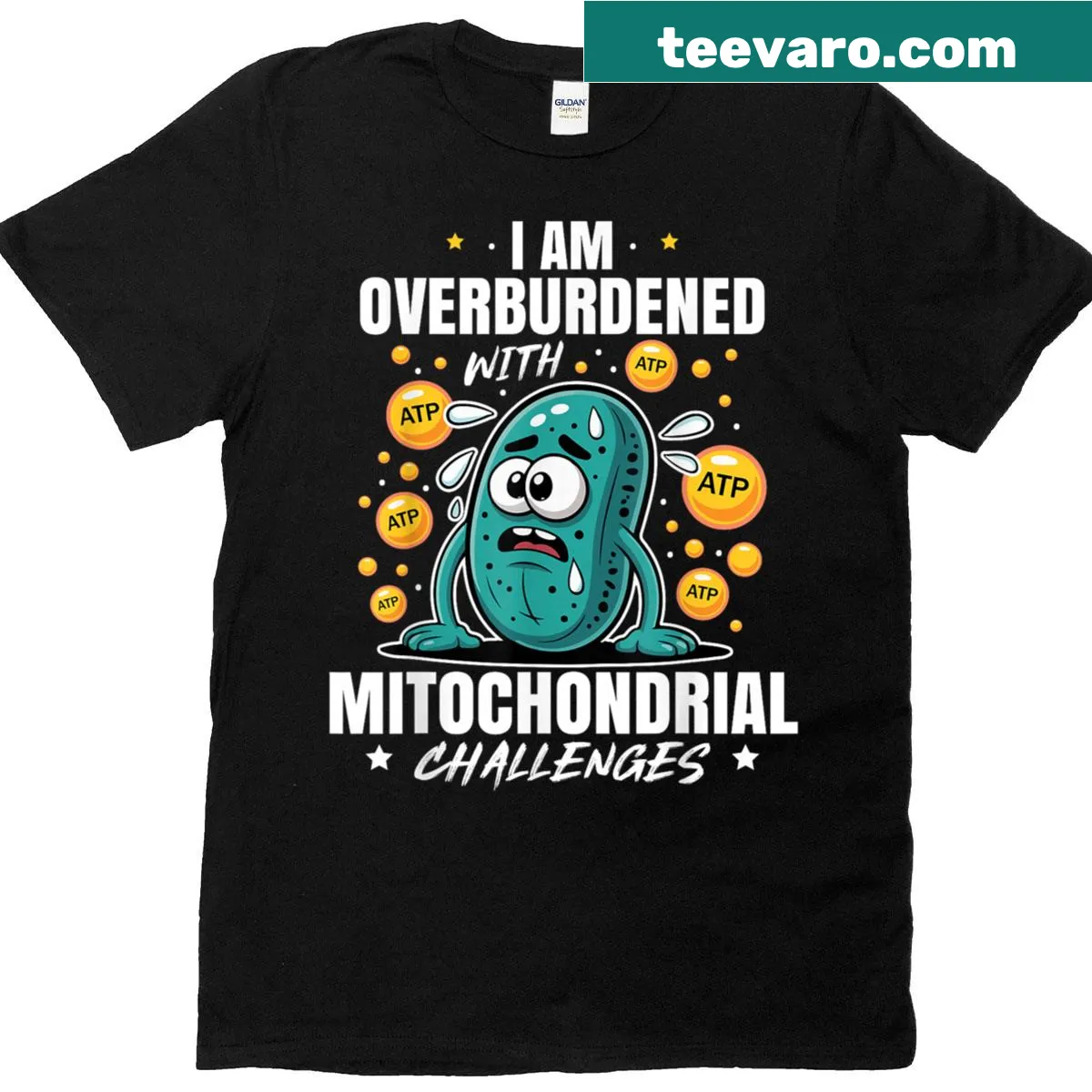 Funny design T-shirt about mitochondrial challenges — on a men's t-shirt