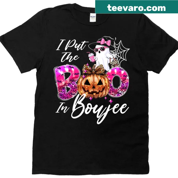 Cute Halloween t-shirt featuring a leopard print ghost and playful text