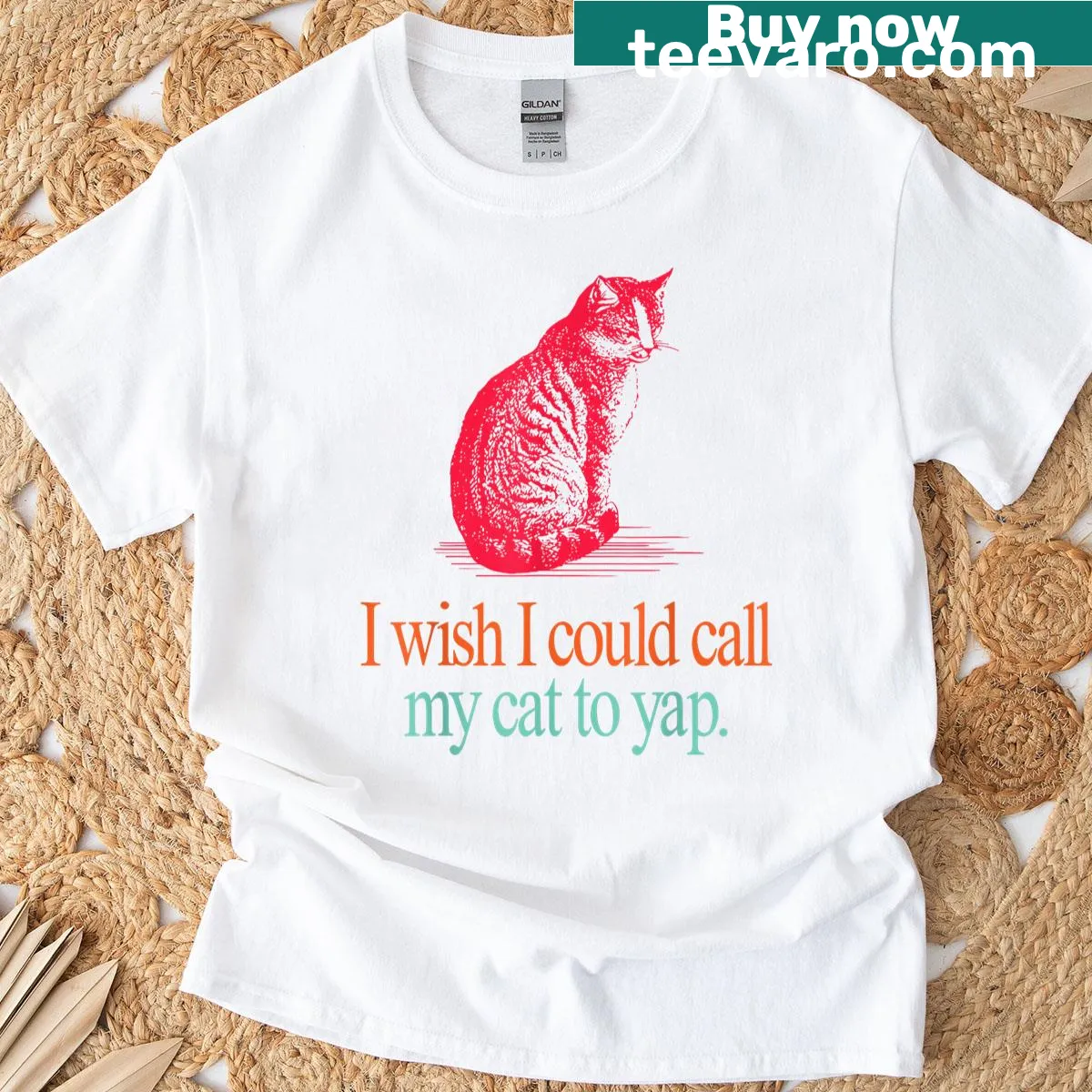 Funny vintage design T-shirt about wishing for a cat that yaps — on a men's t-shirt