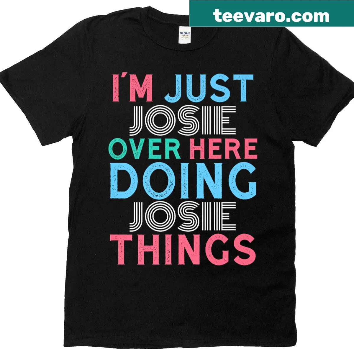Name shirt featuring 'Josie' in playful typography — on a men's t-shirt