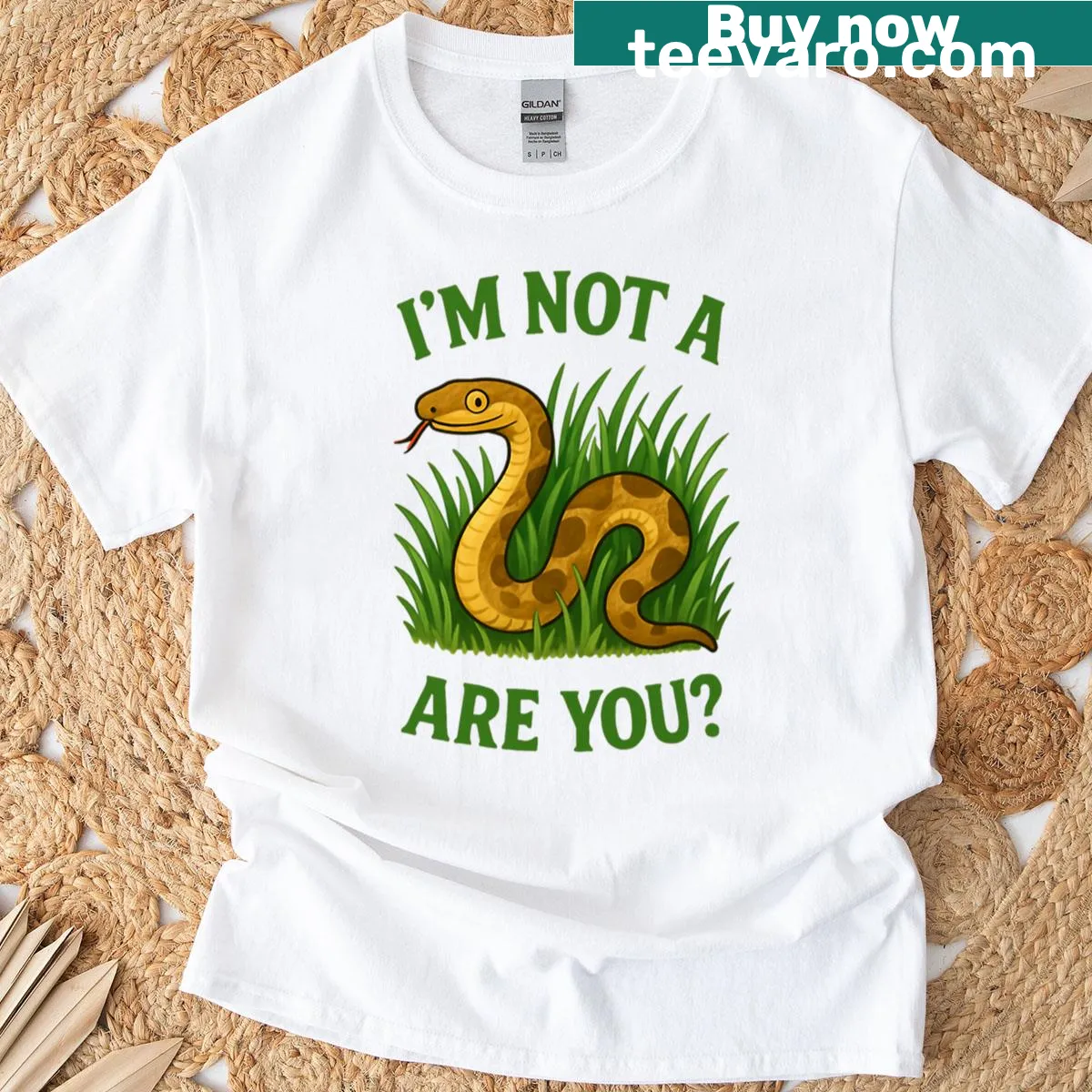 T-shirt with the phrase 'I'm Not A Snake Are You?' — on a men's t-shirt