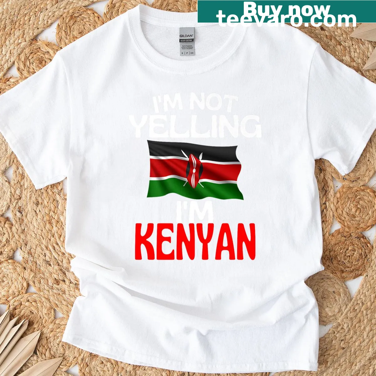 Funny t-shirt with a phrase celebrating Kenyan culture — on a men's t-shirt