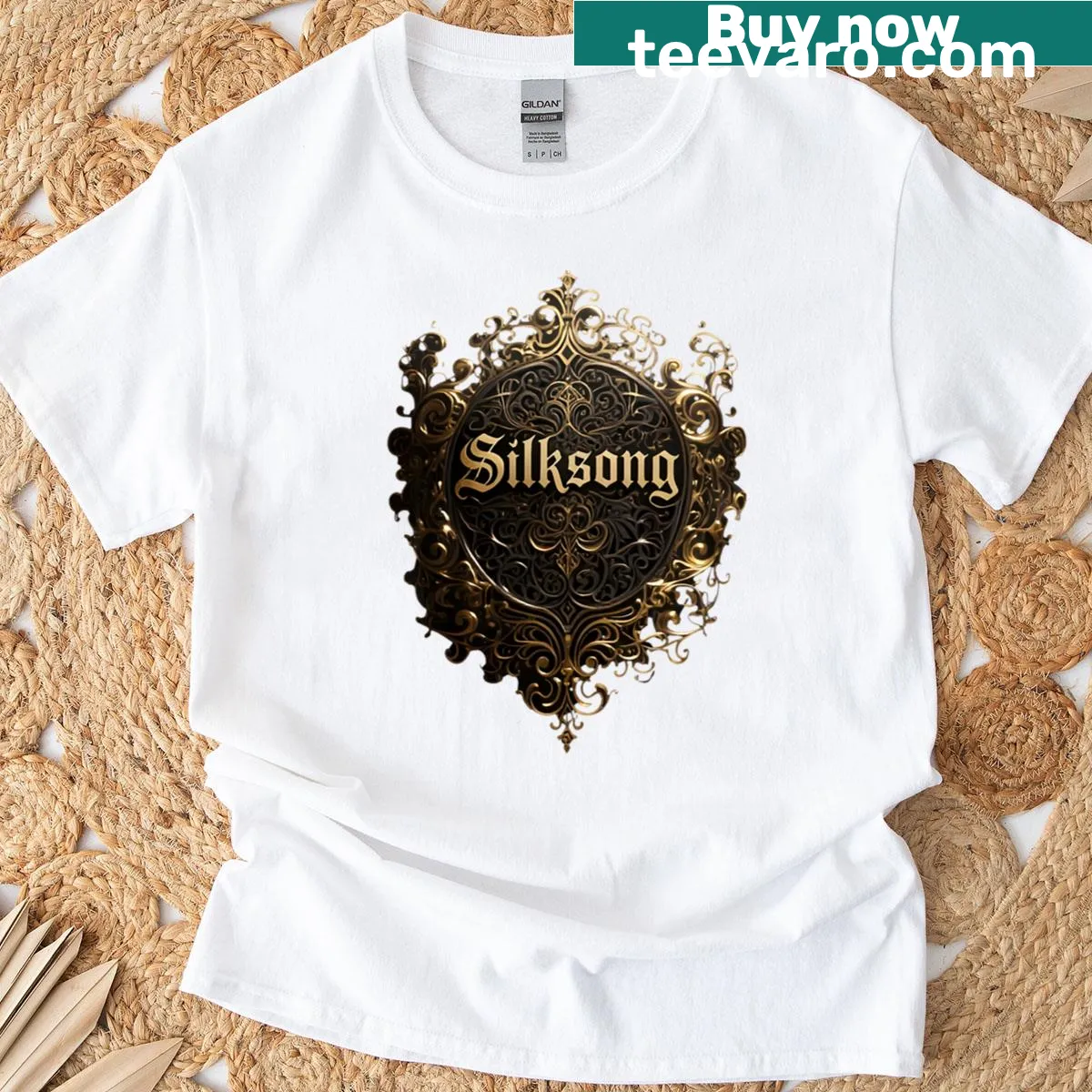 Ornamental frame design inspired by Silksong for gamers — on a men's t-shirt