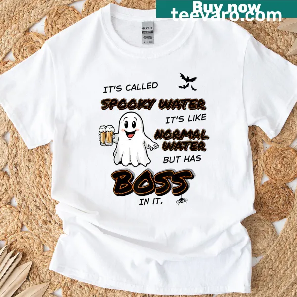 Fun Halloween t-shirt with text about spooky water and ghosts