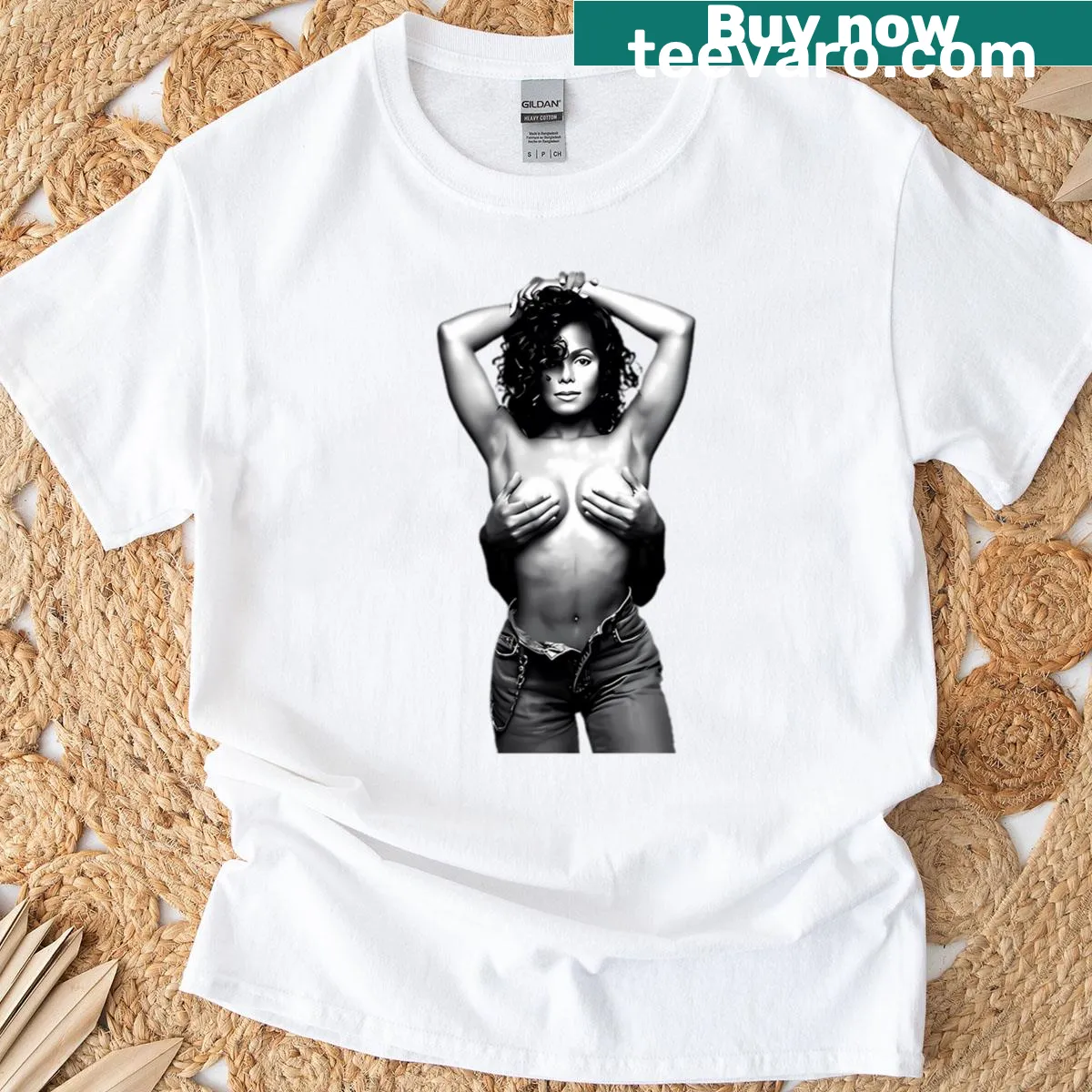 Vintage-style Janet Jackson T-shirt with classic typography — on a men's t-shirt