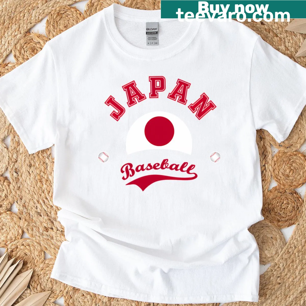 T-shirt with Japan National Baseball Team emblem — on a men's t-shirt