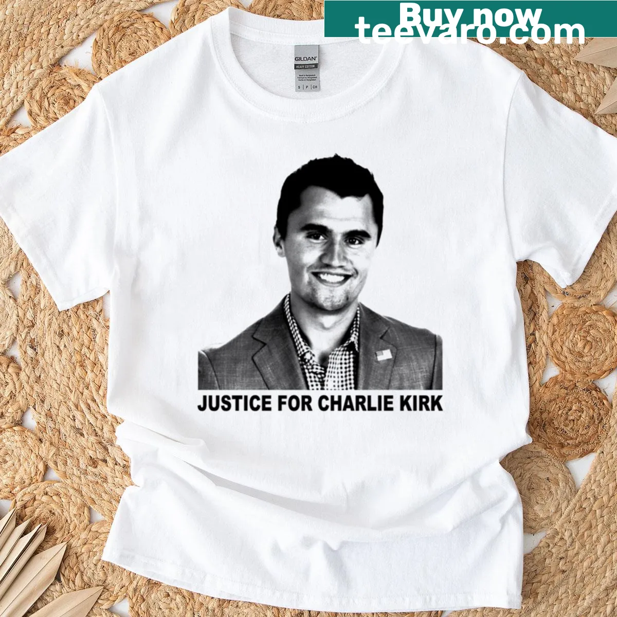 Justice For Charlie Kirk advocacy T-shirt — on a men's t-shirt