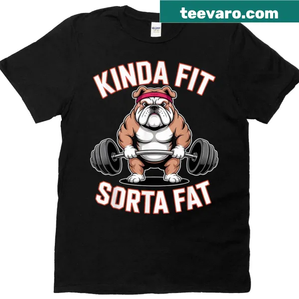Funny gym shirt with bulldog graphic and text