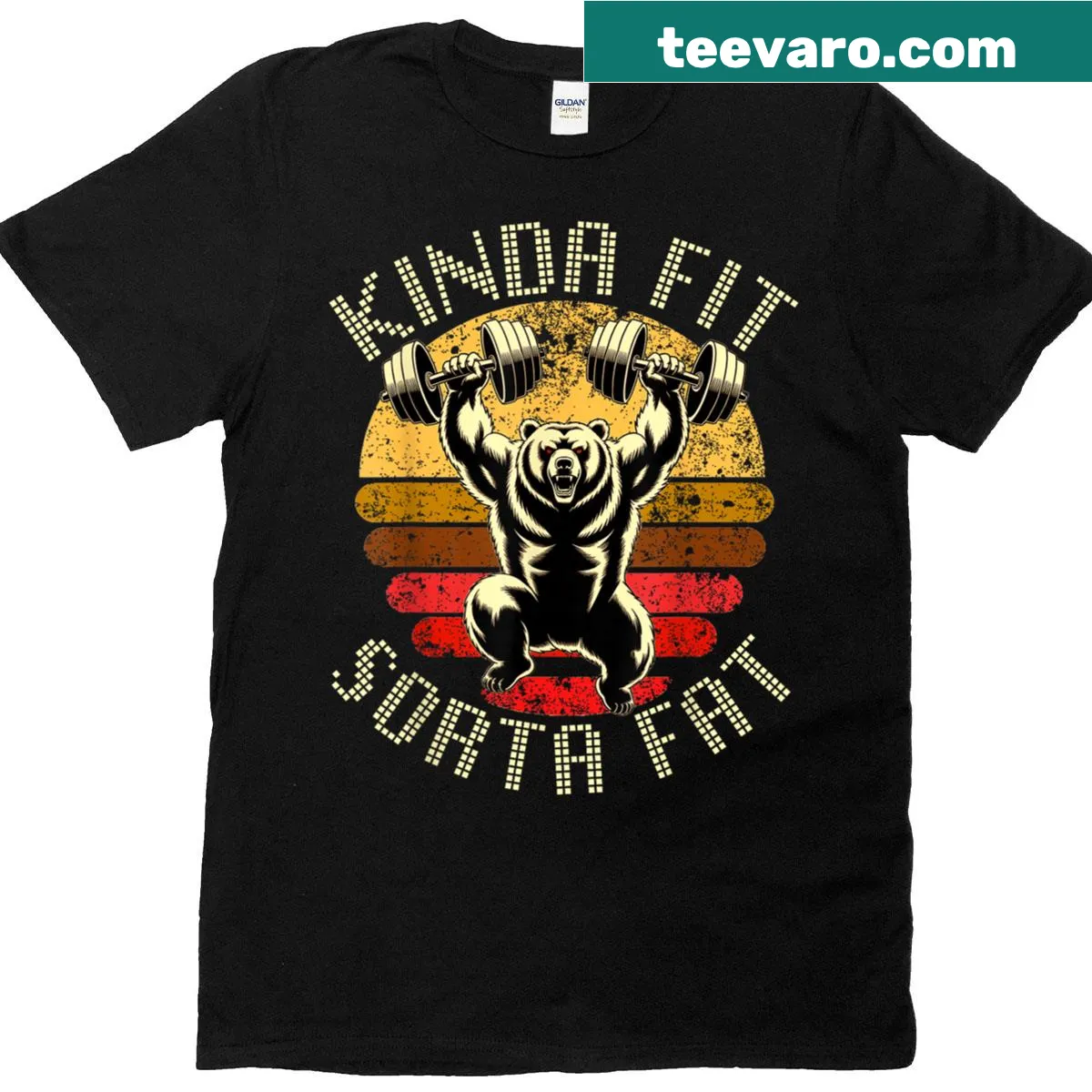 Retro bear-themed funny workout shirt with humorous slogan — on a men's t-shirt