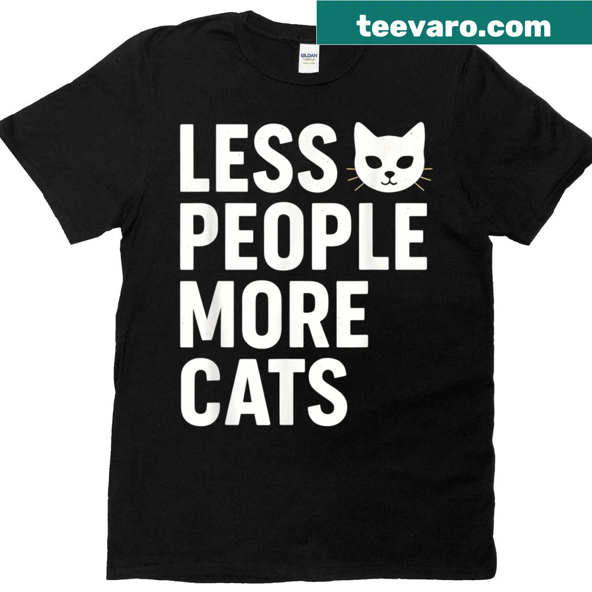 Funny T-shirt with the quote 'Less People More Cats' — on a men's t-shirt