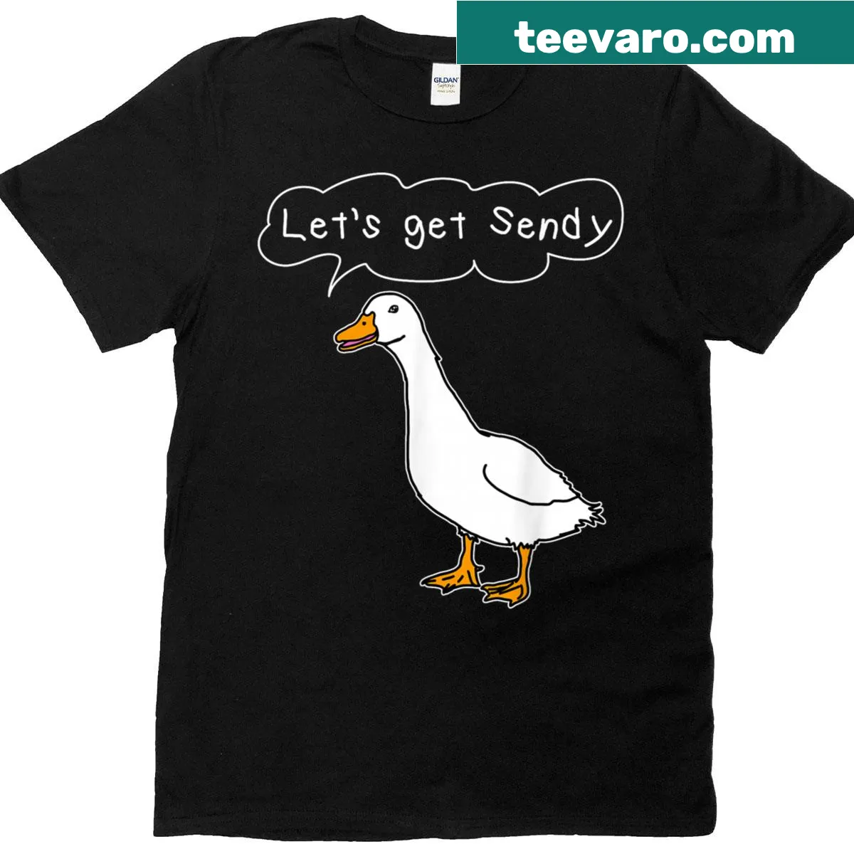 Lets Get Sendy t-shirt with playful typography — on a men's t-shirt