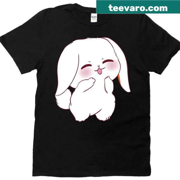 Cute cartoon rabbit head T-shirt designed for kids.