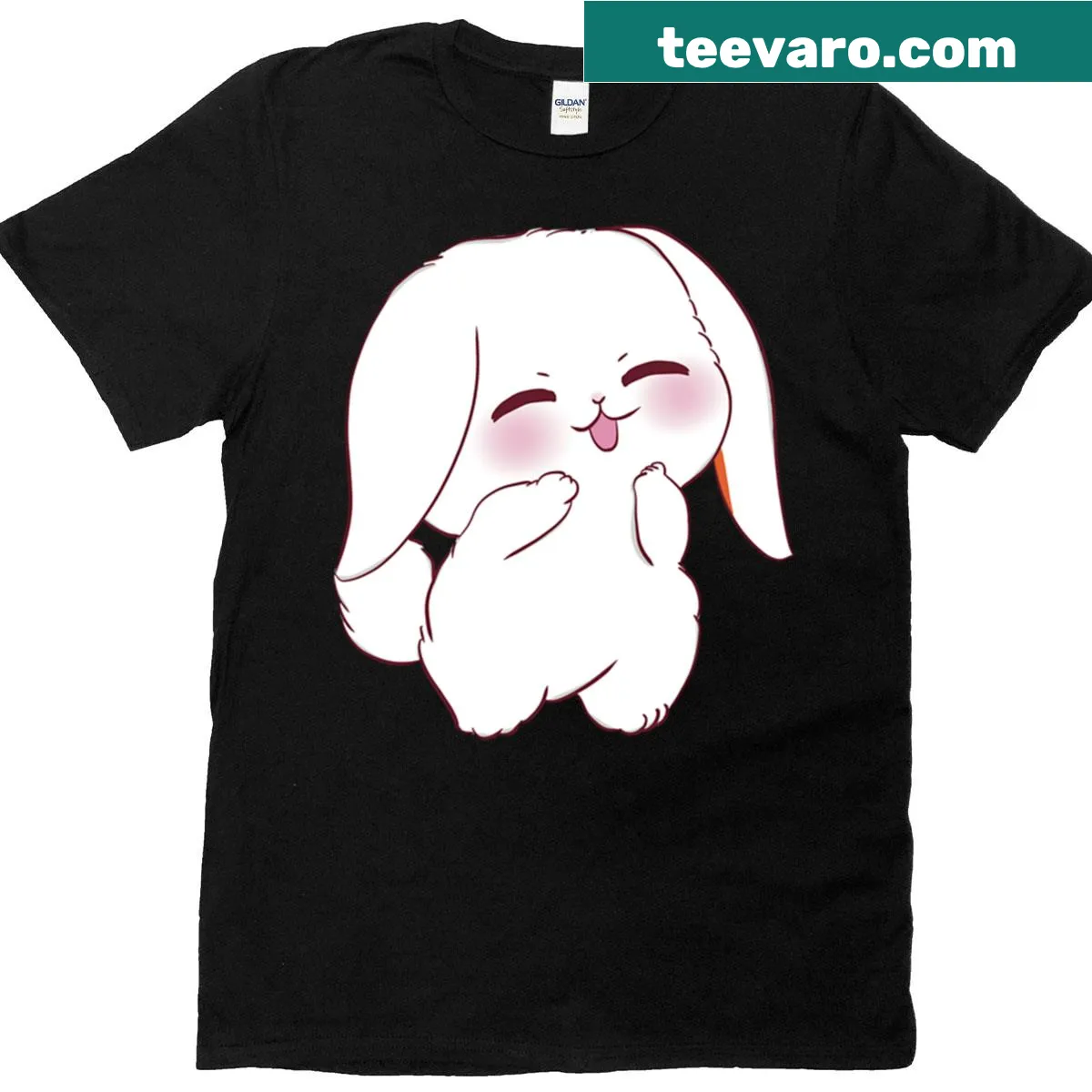 Cute cartoon rabbit head T-shirt designed for kids. — on a men's t-shirt