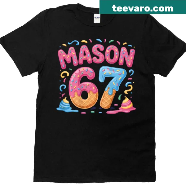 Funny vintage-style ice cream meme T-shirt with Mason 67 text.