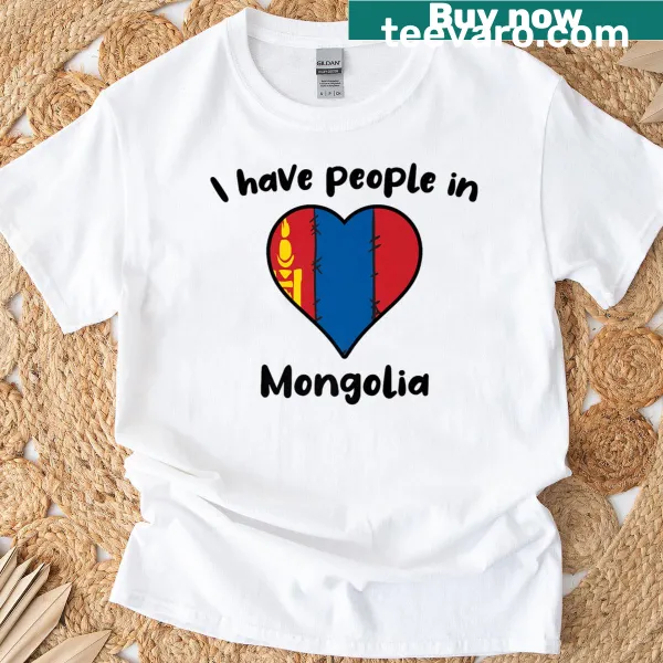 T-shirt with Mongolian flag heart graphic