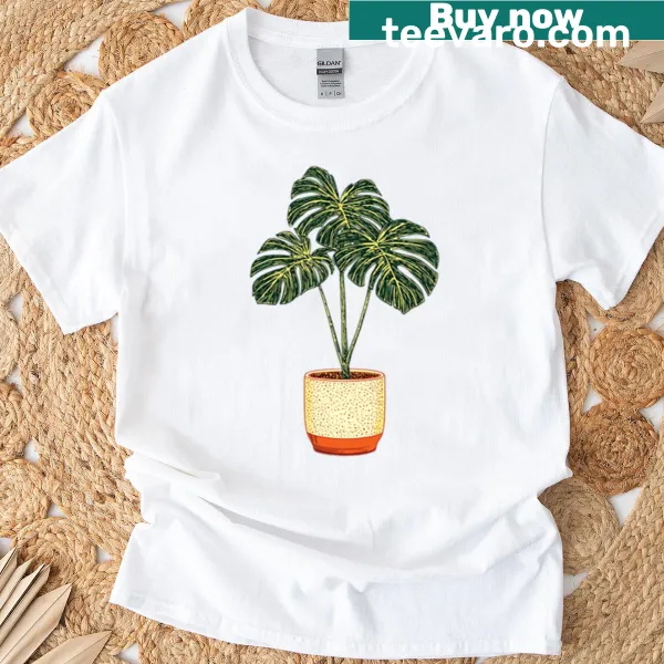 T-shirt featuring a Monstera plant illustration