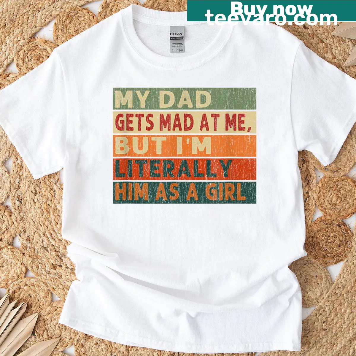 Funny quote T-shirt about being like dad, designed for daughters — on a men's t-shirt