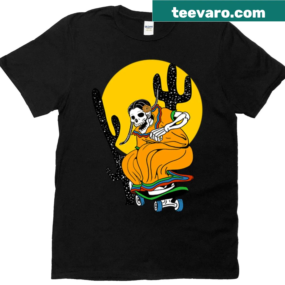 T-shirt featuring 'Skate Or Die' with native-inspired graphics. — on a men's t-shirt