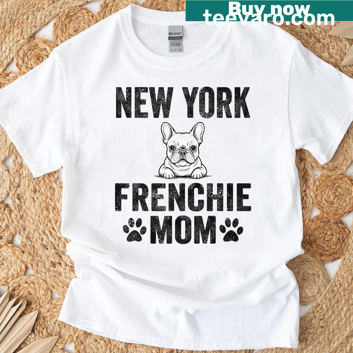 Playful cartoon t-shirt for French Bulldog lovers featuring coffee graphics — on a men's t-shirt
