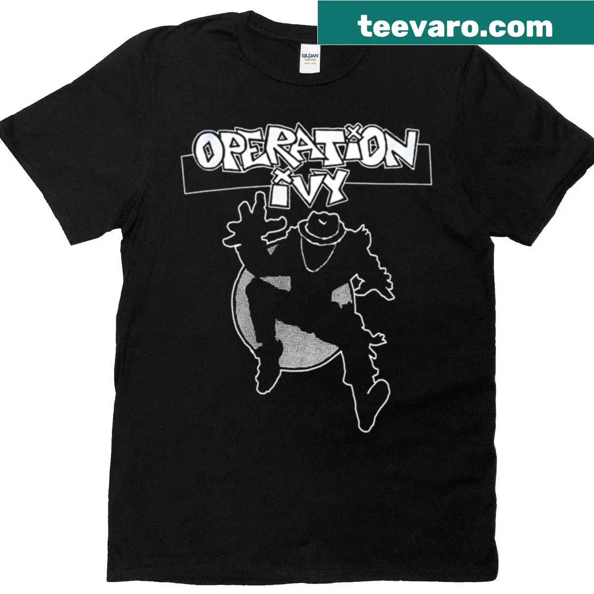 Vintage distressed T-shirt featuring the Operation Ivy band logo — on a men's t-shirt