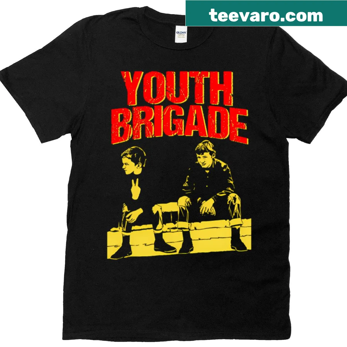 Ornate 80s band t-shirt with bold typography design — on a men's t-shirt