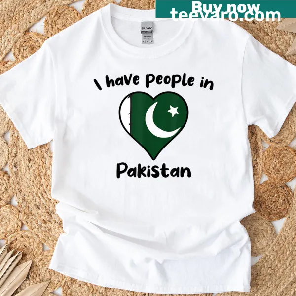 T-shirt featuring heart design with Pakistani flag.