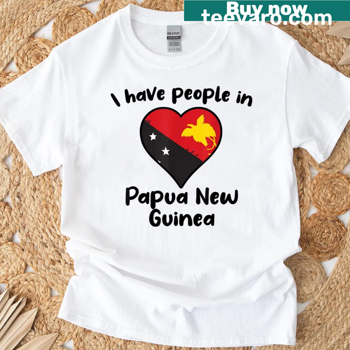 Heart design with Papuan flag for expressing pride — on a men's t-shirt